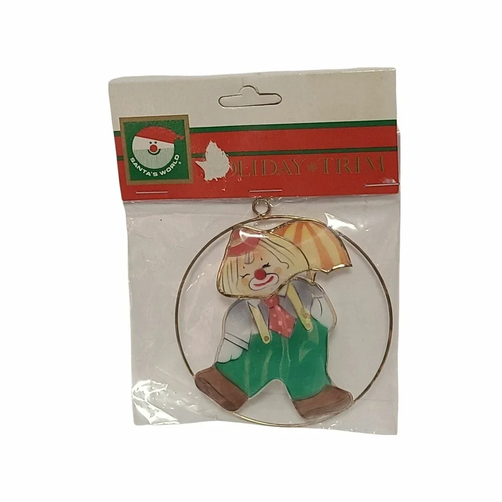 Kurt S. Adler‎ Vintage Ornament Clown Umbrella Hand Crafted Metal Holiday Trim